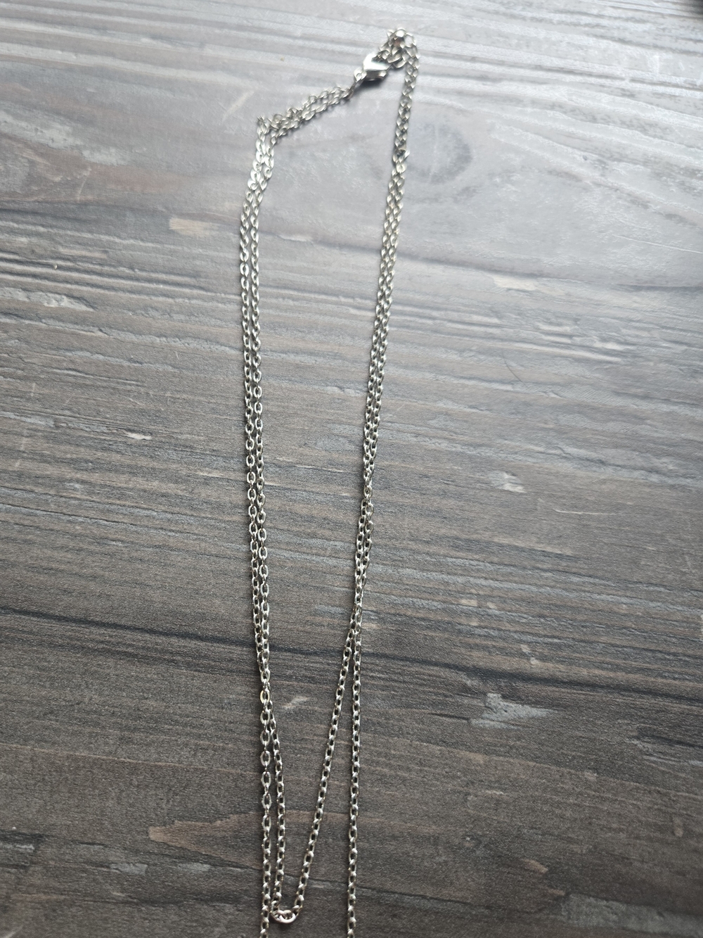 Silver Tone Double Chain Necklace